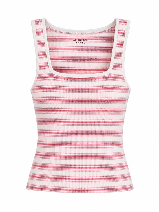American Eagle Outfitters Tops - American Eagle Outfitters Coral and White Striped Ribbed Tank